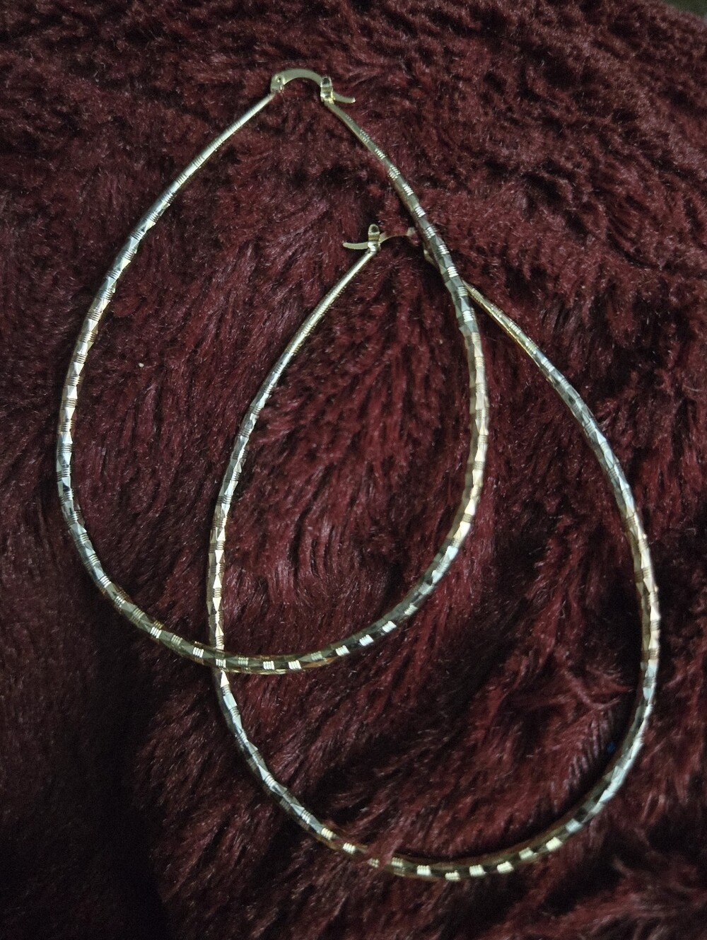 Tri Color Faceted Hoop Earrings